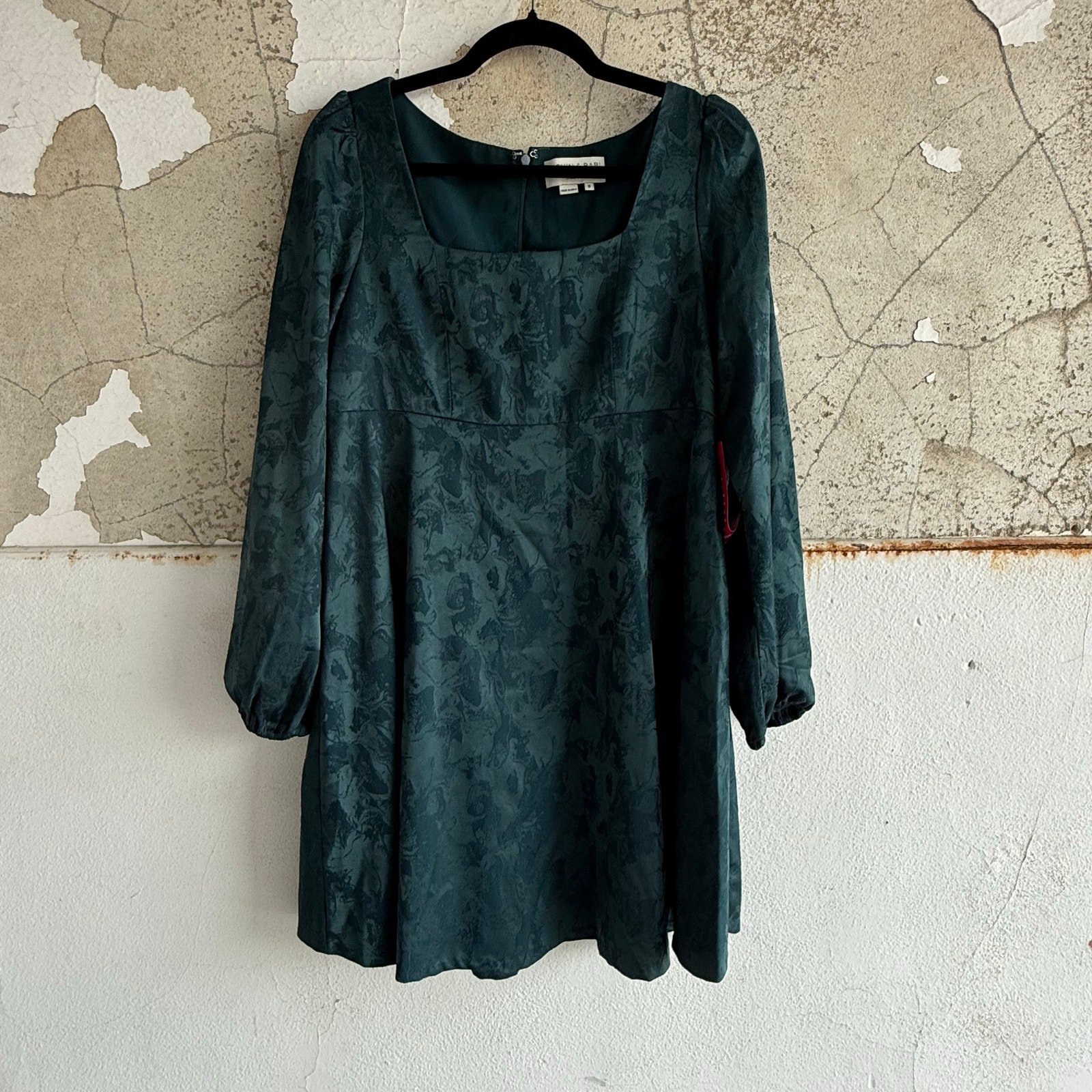 Sachin & Babi Mini Dress Jacquard Square Neck Long Sleeve Cocktail Party 8 Nwt